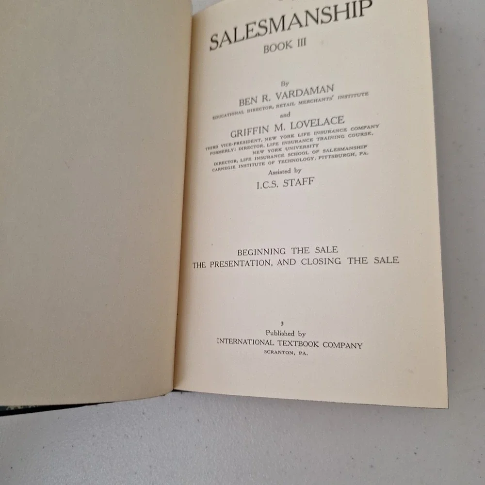 RARE 1926 International Textbook Company Salesmanship #3 Beginning The Sale